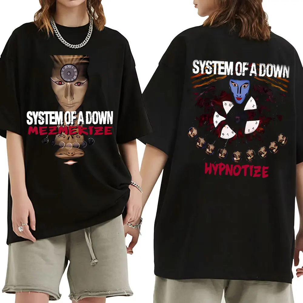 Rock Band System of A Down Mezmerize Graphic T Shirts Hypnotize 90s Alternative Metal Music T-shirt Men Vintage Oversized Tshirt