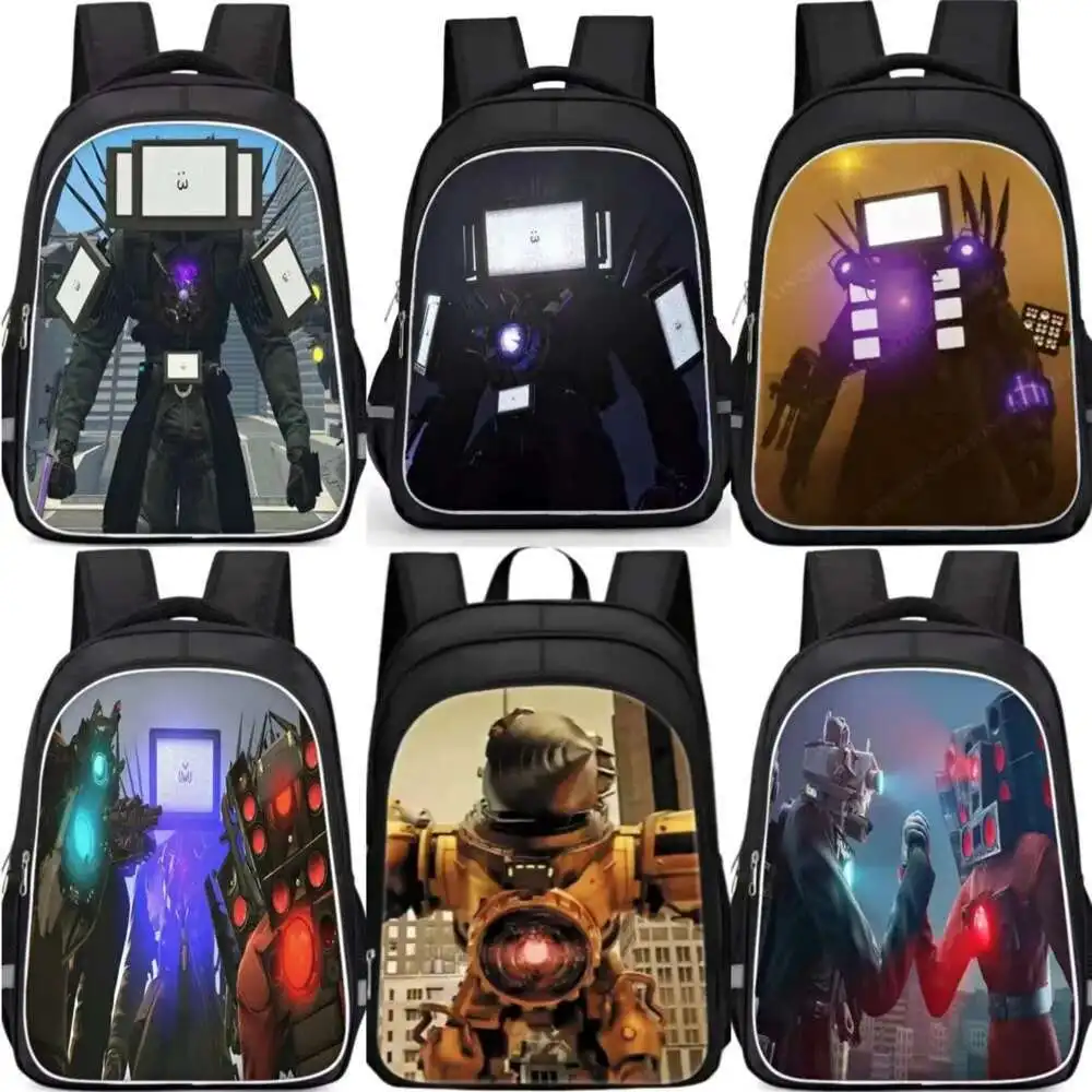Titan Tv Man Skibidi Zaino da toilette Zaino da scuola per cartoni animati per ragazzi Titan Drill Man Camera Man Speakerman Lunch Bag Box Case