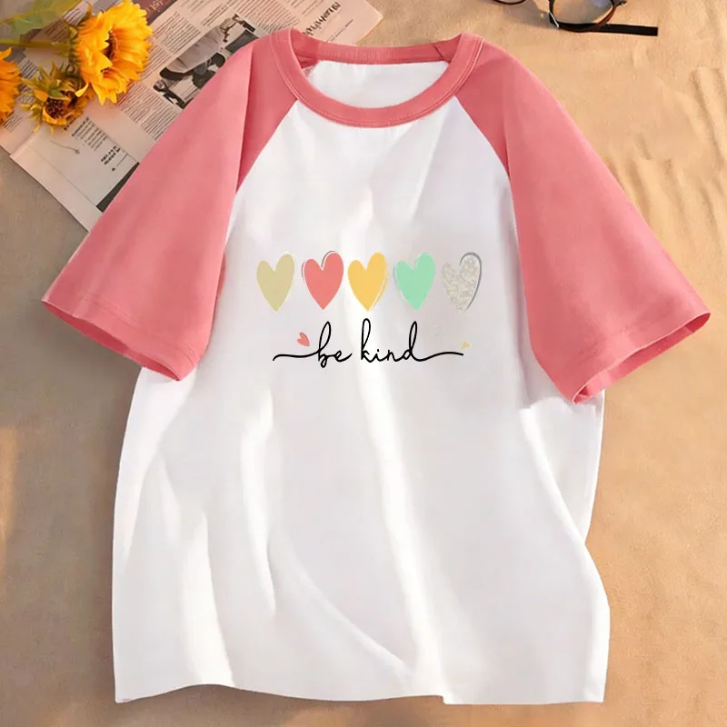 Be Kind Love Heart Bunte T-Shirts, kurzärmelig, für Kinder, Jungen, Mädchen, Sommer, Frühling, lässiges Top-T-Shirt