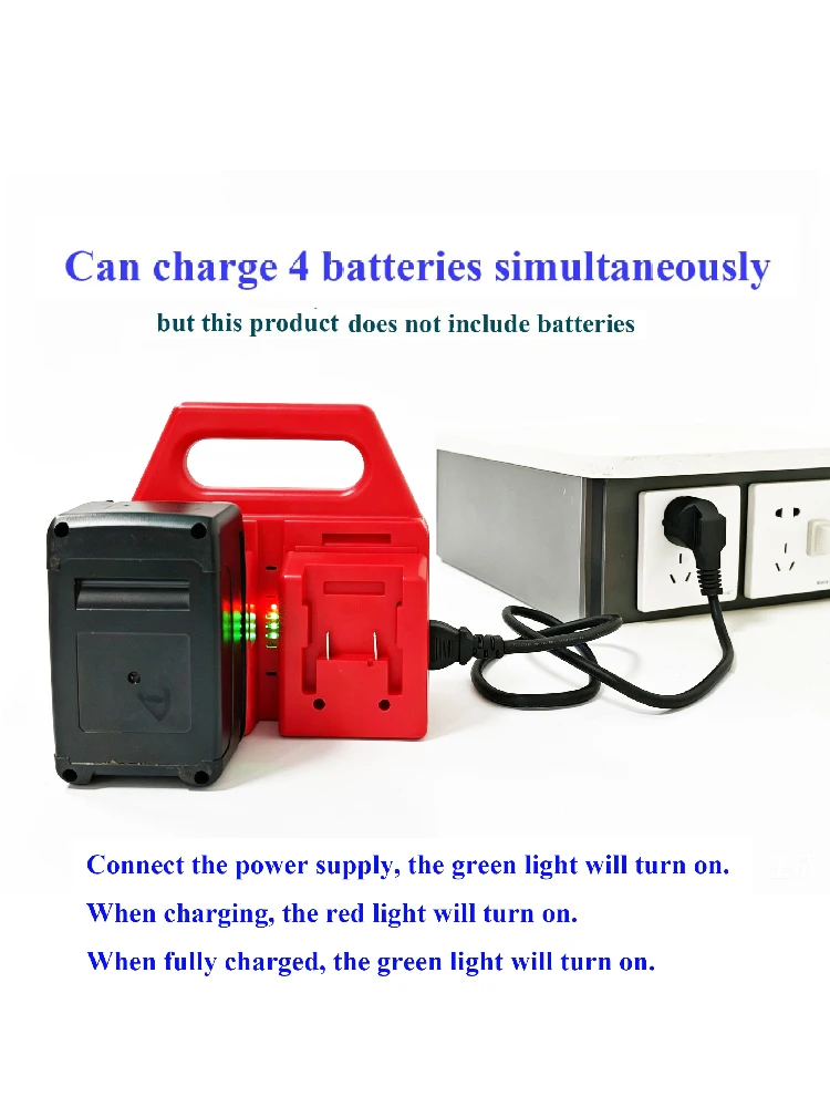 PXBAT52 Ladegerät für Einhell für Ozito 18V Power (für X-Change) Lithium-Ionen-Akkus, Ladegerät für 4 Akkus gleichzeitig