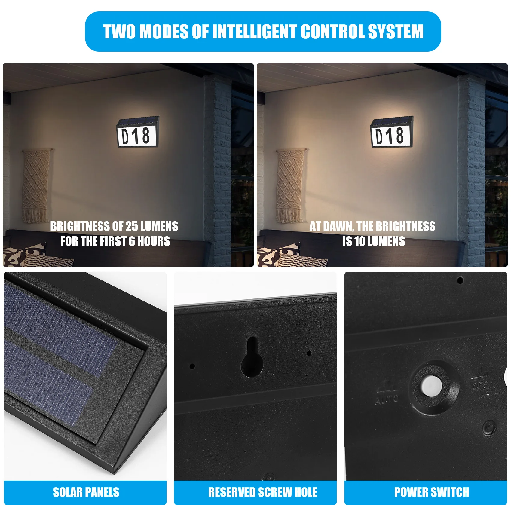 

Солнечный светильник для двери ABUP-Solar с индикацией адреса, табличка с номером дома, уличный светильник для номера дома из ABS+PC с подсветкой, световая табличка с адресом