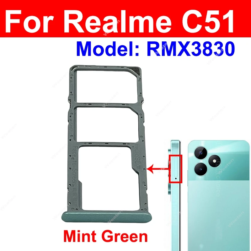 For Realme C51 C53 C55 SIM Card Tray Holder Sim Card Tray Reader Slot Replacement Parts