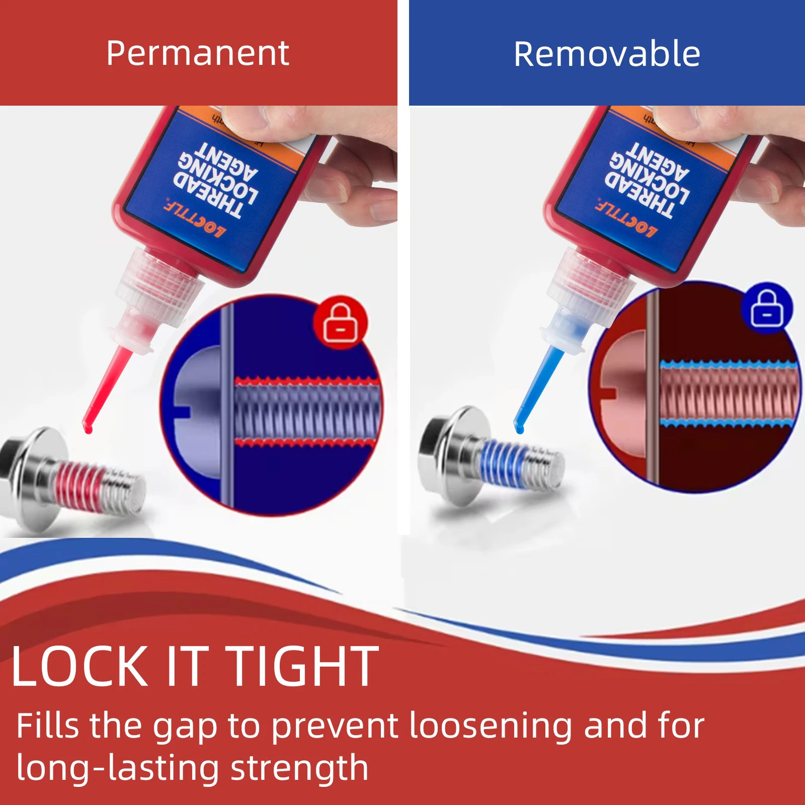 50ml Threadlocker 271Red High-Strength Thread Locker 243 Nuts-Bolts Locker Screw  Lock Tight Seal Fasteners Anaerobic Adhesive image 3