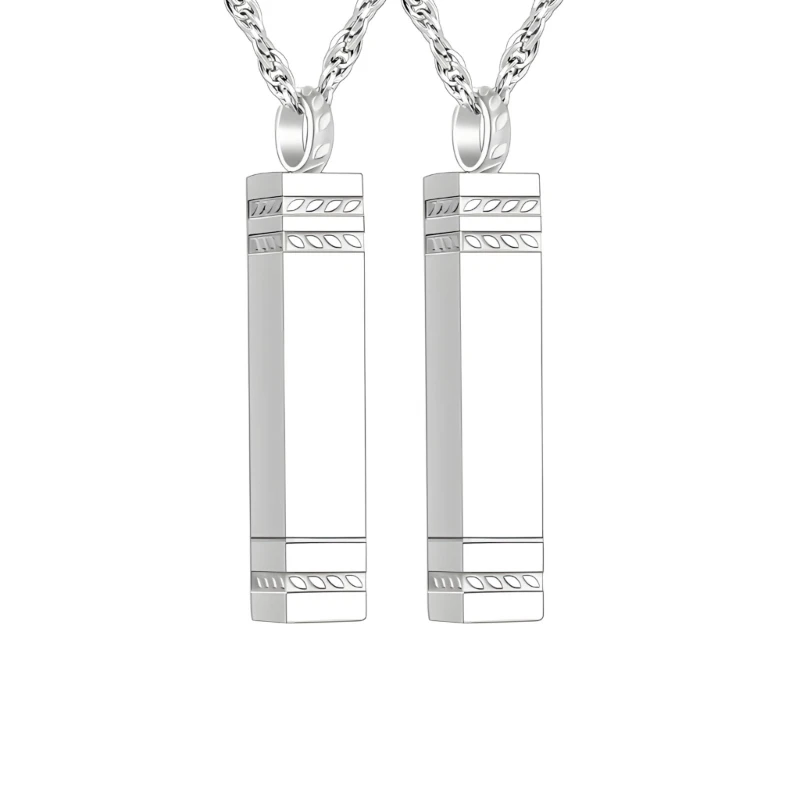 2 Pack Cremation Necklace Stainless Steel Memorial Pendant Necklace Suitable for Pet Human Ashes Storaging