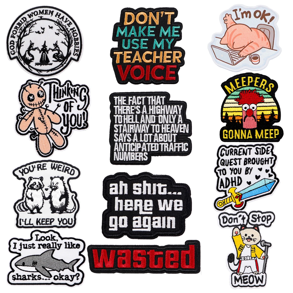 

Shark Quotations Embroidered Patch Animals Patches On Clothes Iron On Patches For Clothing DIY Patch Stickers Gifts for Friends