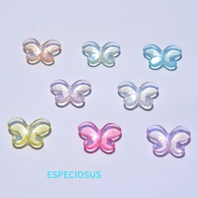 Transparent Multi Color Cute Butterfly Acrylic Beads Earring Charms Glittering Spacer Necklace Accssories DIY Jewelry Department