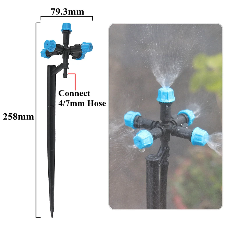 5 Pcs Garden Watering Atomizing Sprinkler Nozzle Greenhouse Lawn Irrigation With Support Adjustable Ground Insertion Dripper