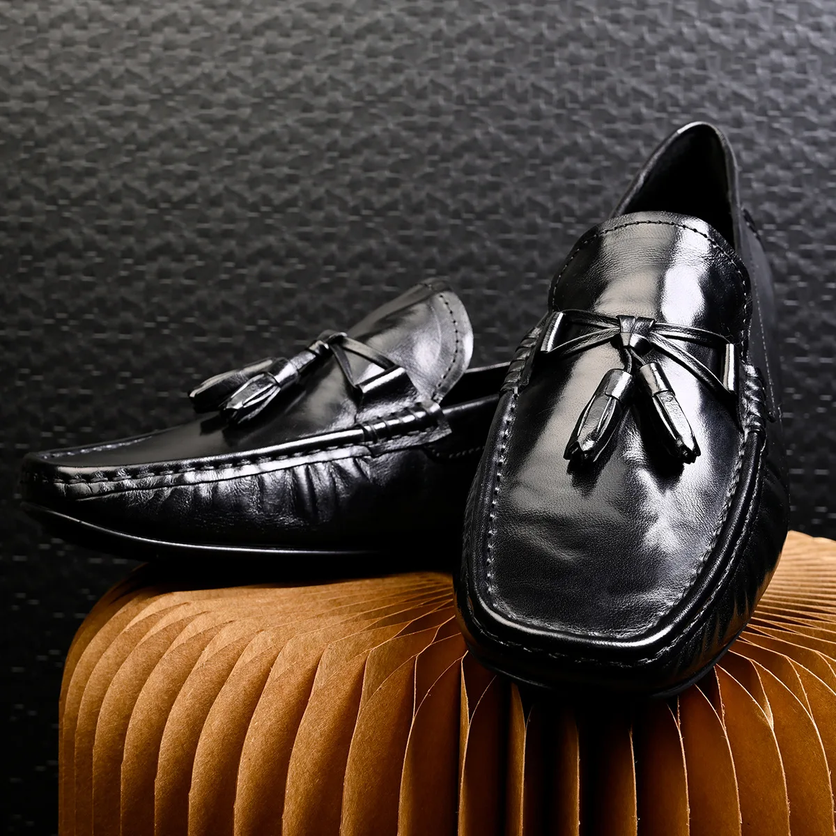 حذاء بدون كعب كاجوال للرجال من YETTIES، حذاء سهل الارتداء من الجلد الناعم الأصلي مع نعل بيبل، حذاء بدون كعب مريح للقيادة يسمح بالتهوية #3