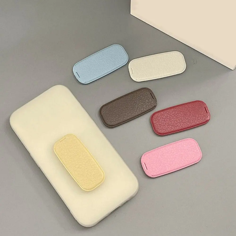 Leather Pattern Folding Phone Stand Foldable Adhesive Backing Folding Makeup Mirror Acrylic Dual Use Makeup Mirror Stand