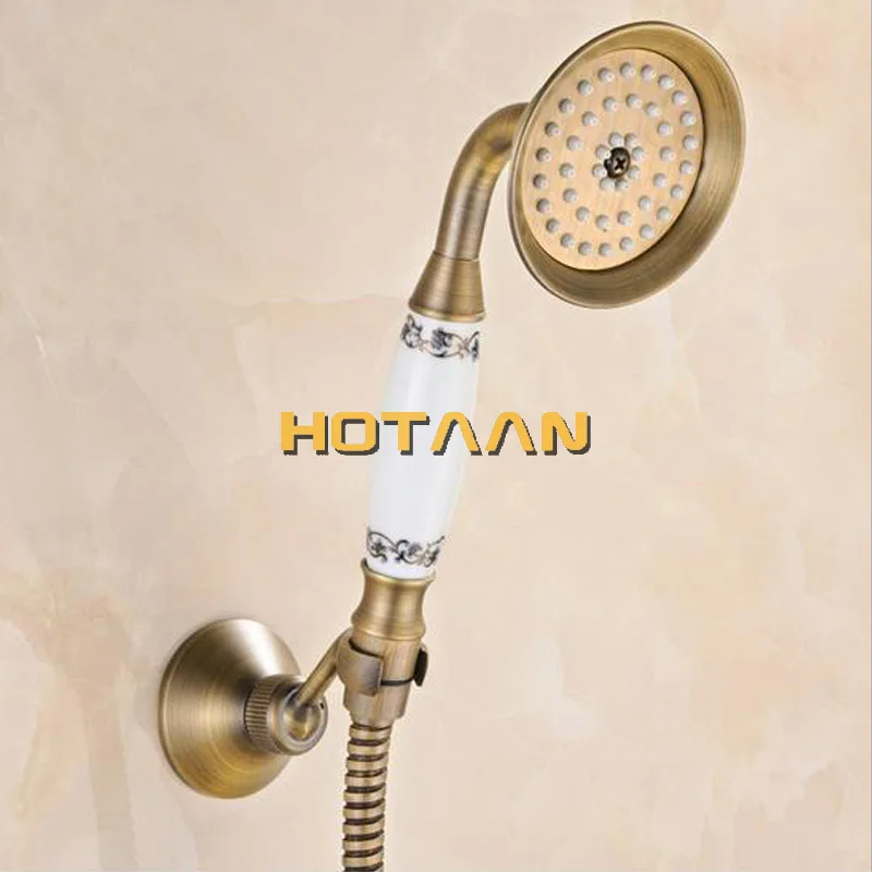 .  Bathroom Bath Tub Wall Mounted Hand Held Antique Brass Shower Head Kit Shower Faucet Sets YT-5340-B
