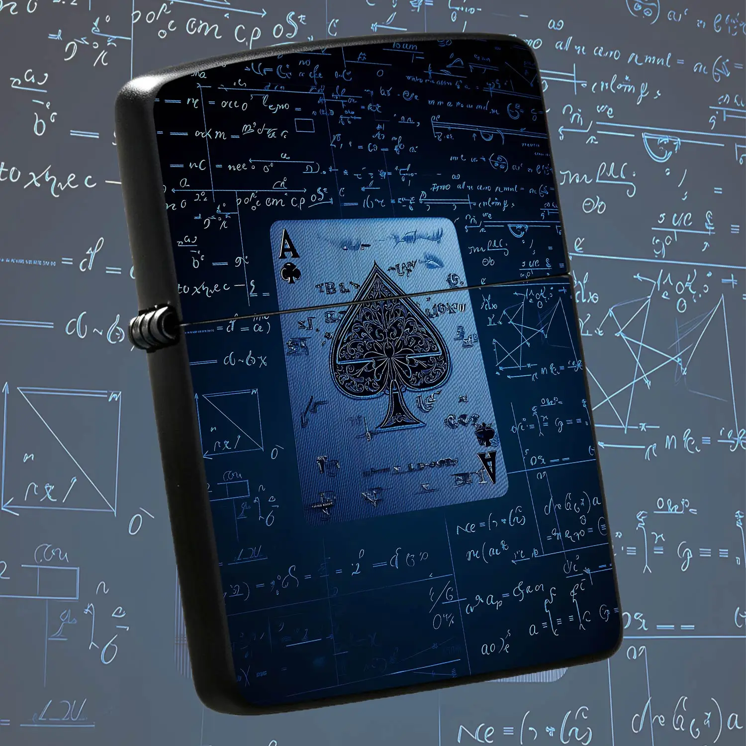 Creative Ace Of Spades Lighter With Math Formula Pattern Exquisite Stylish Portable Accessory Ideal For Daily Carrying Gifting Collection Suitable For Multiple Scenarios For Home Outdoor Party Festival Gathering Daily U A Humorous And Inter