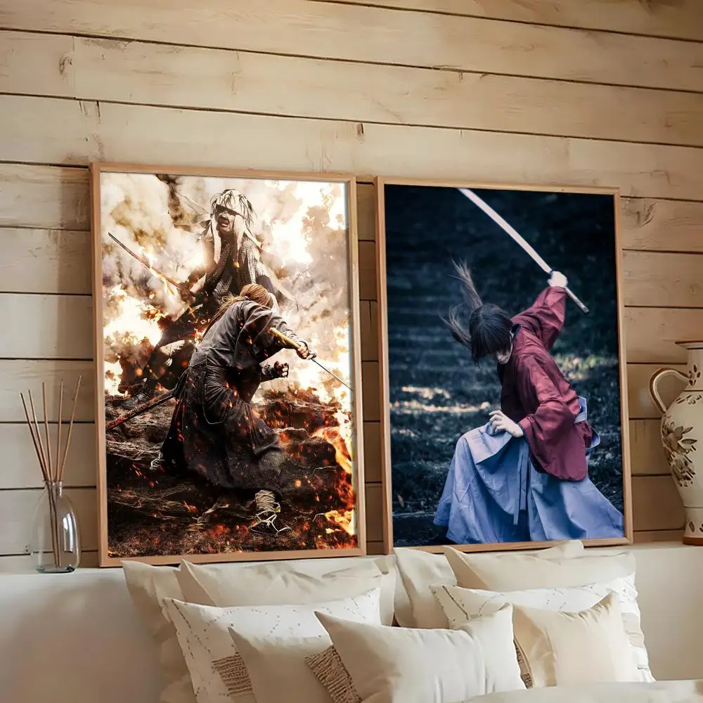 Poster HD PVC Self Adhesive Wall Art - Waterproof Reusable For Home Office Cafe Rurouni Kenshin Anime Movie