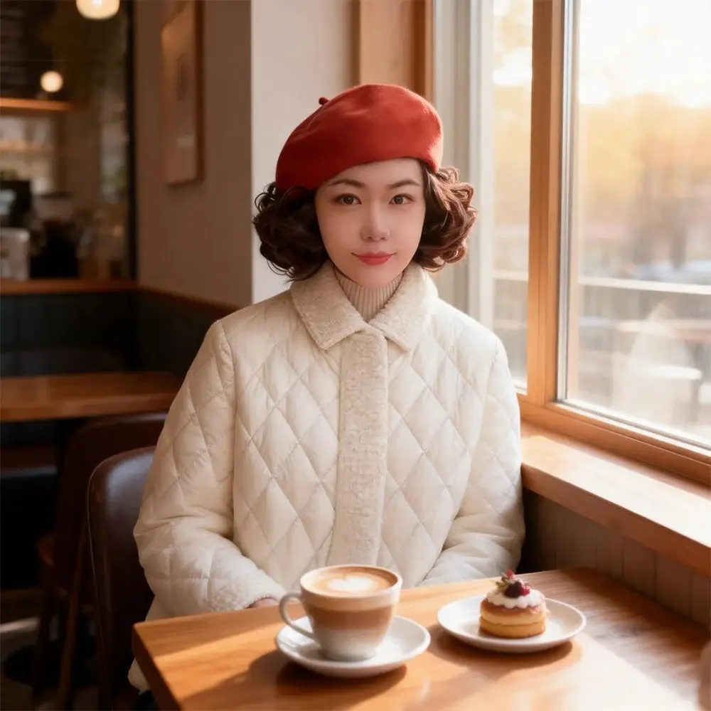 

Модный берет с вьющимися волосами, шляпа с париком, теплая повседневная шляпа французского художника, парик с прикрепленным париком, простая кепка для женщин