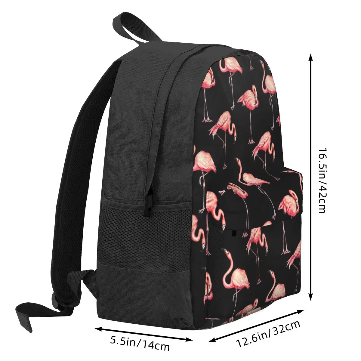 Flamingo Pattern - Black Backpacks Boys Girls Bookbag Children School Bags Cartoon Laptop Rucksack Shoulder Bag Large Capacity