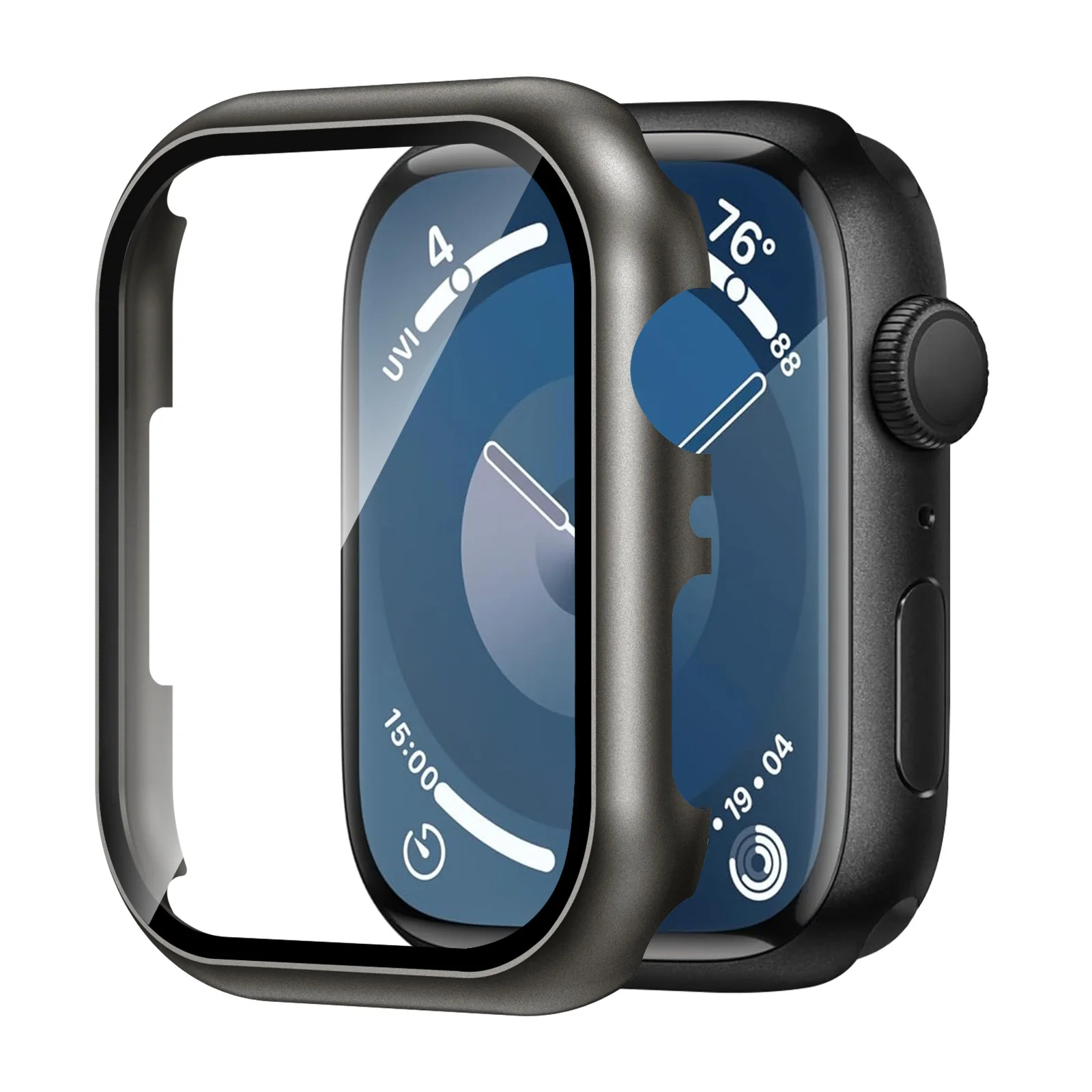 

Защитное стекло + чехол для Apple Watch 45 мм 44 мм, бампер, защитная пленка для экрана, чехол для iWatch серии 9 8 7 6 5 4 SE, аксессуары