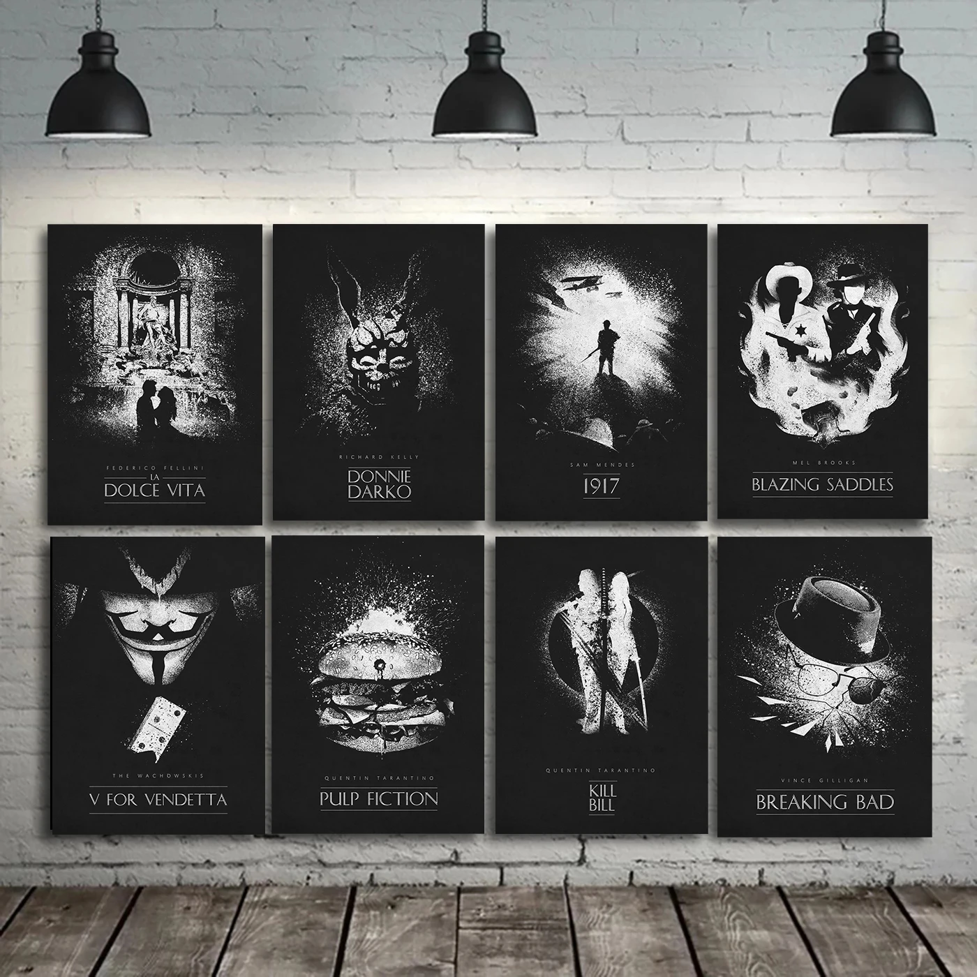 Black White Retro Classic Movie Posters Breaking Bad Pulp Fiction Film Kill Bill Print Canvas Nordic Cinema Wall Home Decor