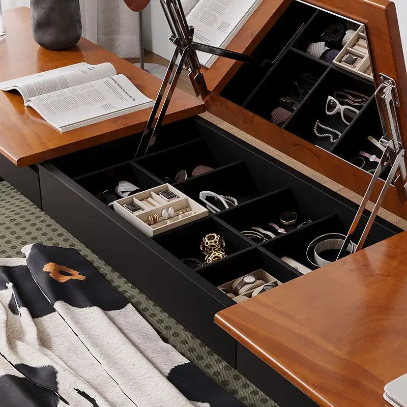 Household small apartment bedroom makeup table removable cross bed table desk