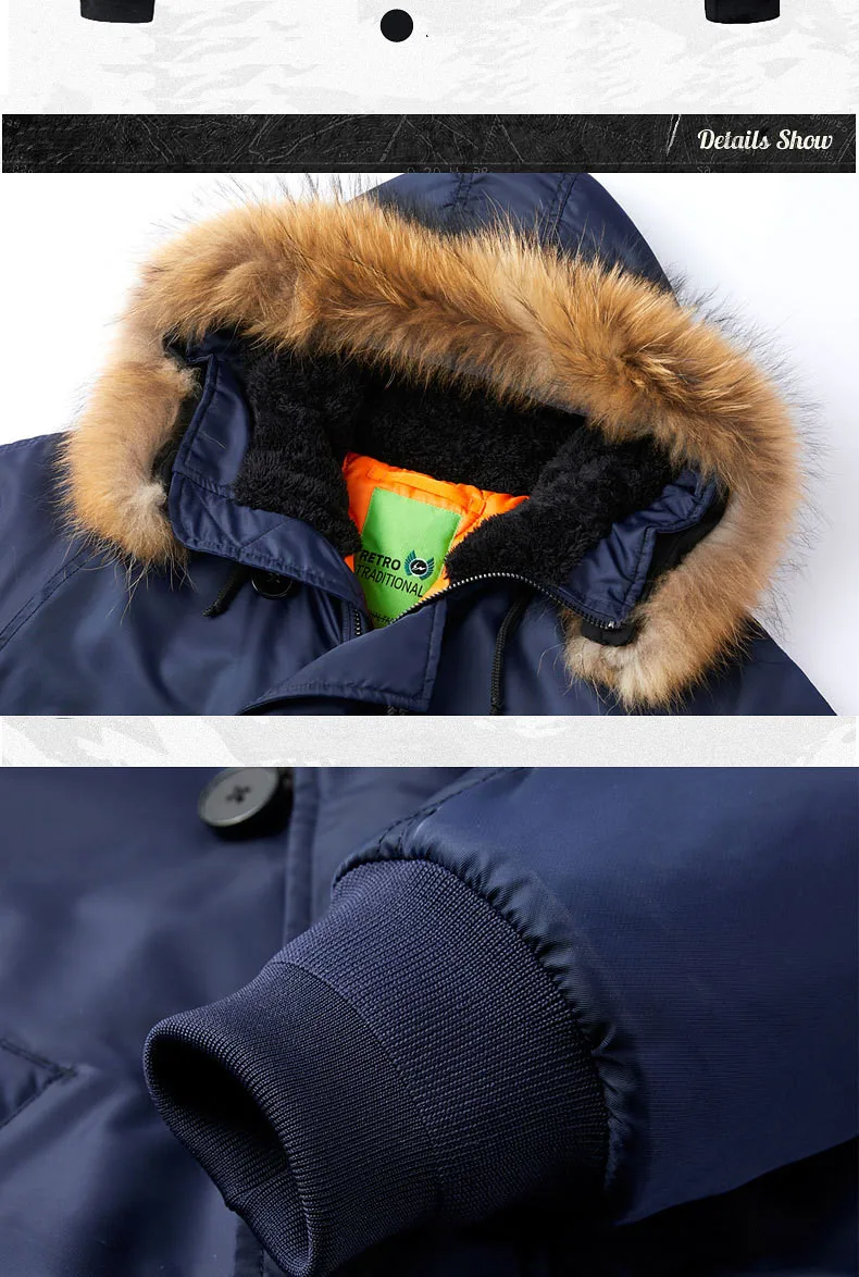 Fur Collar Bomber Winter Jacket Men Thick Warm Cotton Liner Military Outwear Coats Ma-1 Pilot Flight Hooded Windproof Parkas