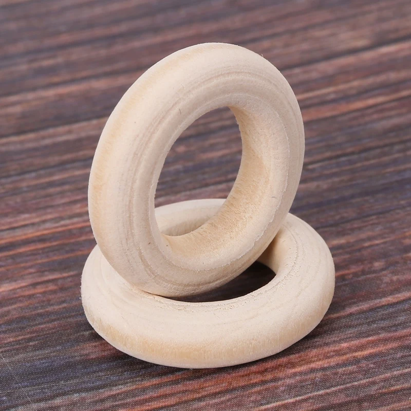 150 Pcs 25 Mm/1 Inch Wooden Craft Ring Unfinished Wooden Rings Circle Wood Pendant Connectors For DIY Projects