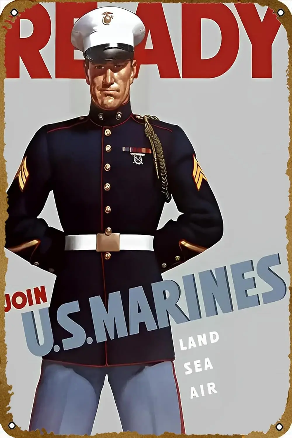 Marine Corps Recruiting Poster Retro Metal Tin Sign Home Kitchen Bar Cafe Club Cave Vintage Art Wall Decor Gift 8x12 Inch.