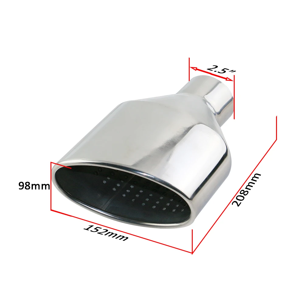 

Stainless Steel Car Exhaust End Tip Interface 63mm Slant Rolled Outlet Auto Muffler Tail Pipe Black Silver