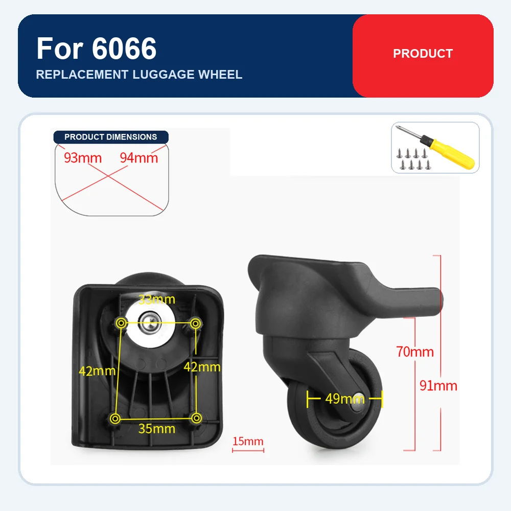 Replacement Luggage Wheel For OIWAS 6066 Wear Resistant Silent Smooth Rolling Durable Caster Repair Part