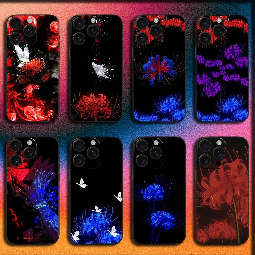 

Spider Lily Flower Aesthetics Phone Case For iPhone 17,16,15,14,13,12,11,Pro,Max,Plus,E,SE4,Air,Mini Black Cover