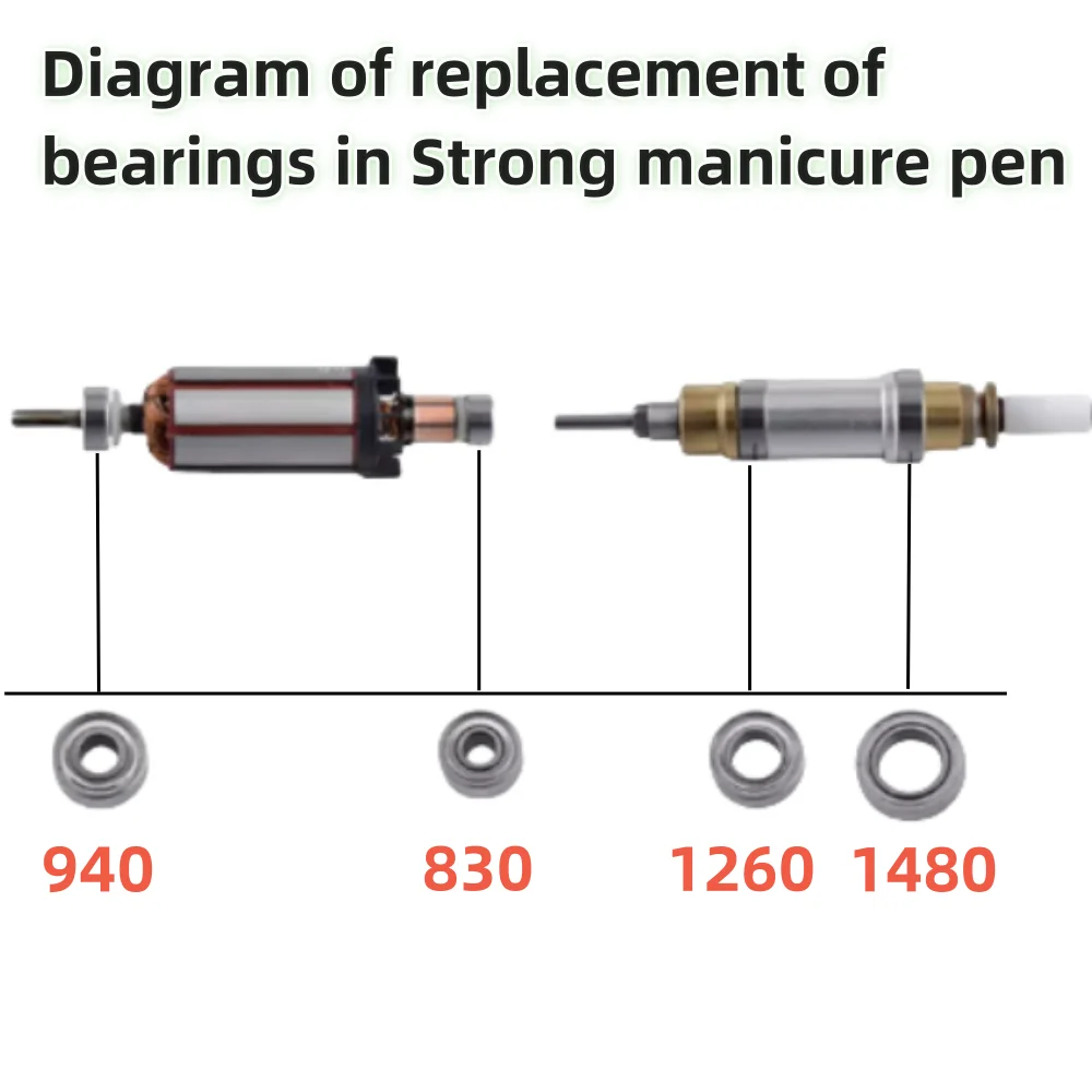 4pcs/set Nail Drill Micromotor Bearing for STRONG 210 105L 102L Handpiece High-precision Handle Bearing 1480 1260 940 830