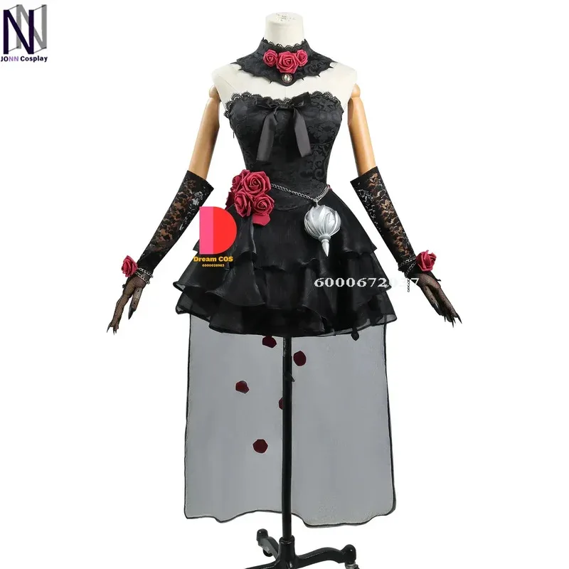 CyIdentity V 게임 Ada Messmer Emile 코스프레 의상 여성과 남성용 블랙 로즈 드레스 할로윈 크리스마스 새해 카니발 파티