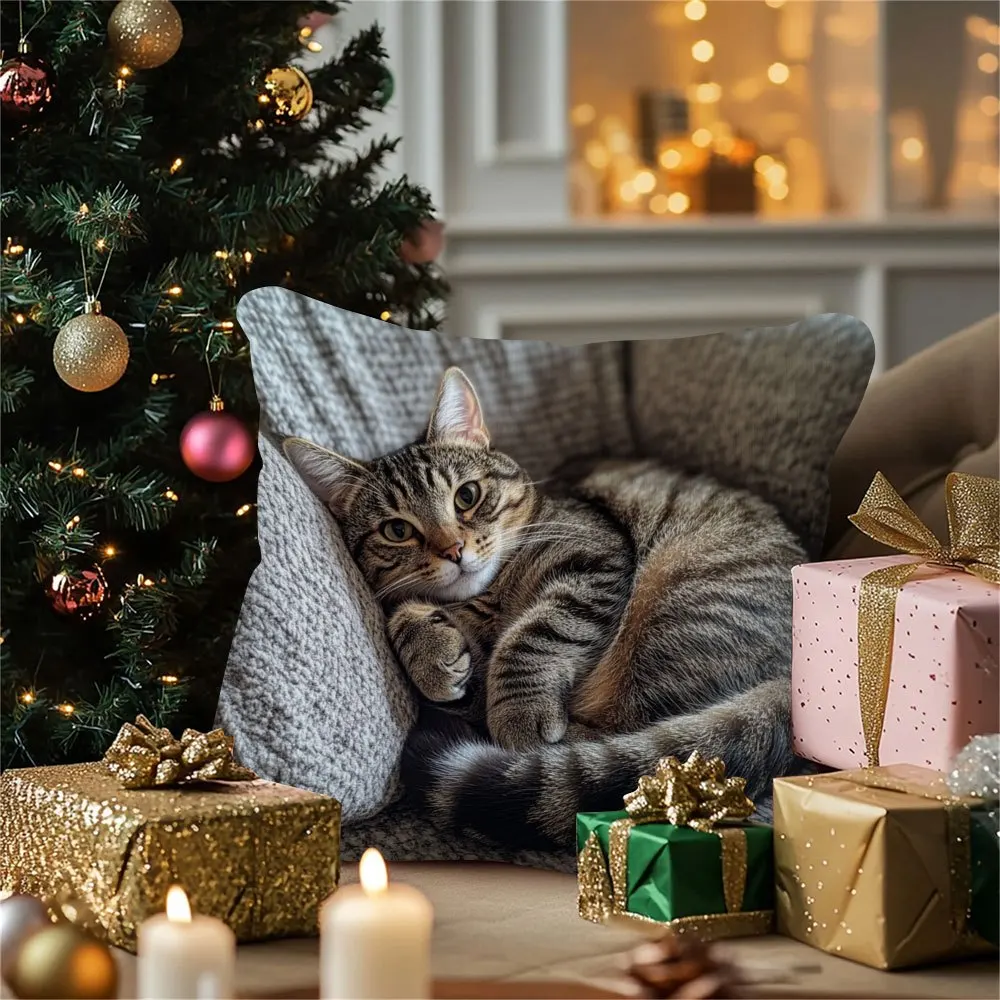 غطاء وسادة بتصميم فني على شكل قيلولة للقطط هدية رائعة ومريحة لمحبي القطط وعشاق الديكور المنزلي المريح (لا يوجد إدخال قطعة واحدة) #4