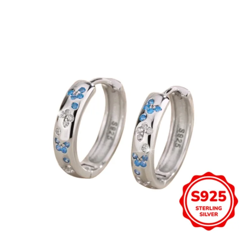 

Fresh and Authentic S925 Silver Blue Irregular Embellishment Women's Earrings