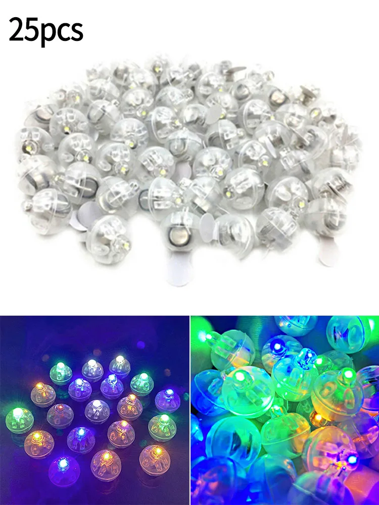 25Pcs Individual LED Balloon Lights Round Tiny Wireless Battery Glow Party Balloon Lights For Wedding Party Birthday DIY Decor