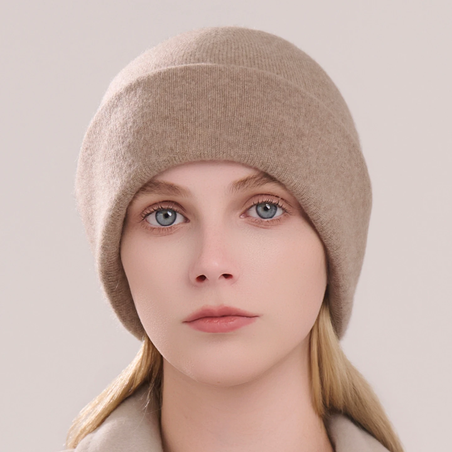 High Quality 100% Cashmere Knitted Hats for Women and Men Casual Outdoor Cuffed Beanie Cap Winter Hat Soft Warm Cashmere Caps