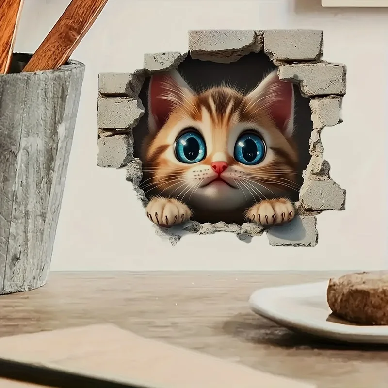 VIKAMA Realistic Mouse Stair Hole Wall Sticker Xmas Cozy Self-Adhesive Decor for Living Room Bedroom Dorm