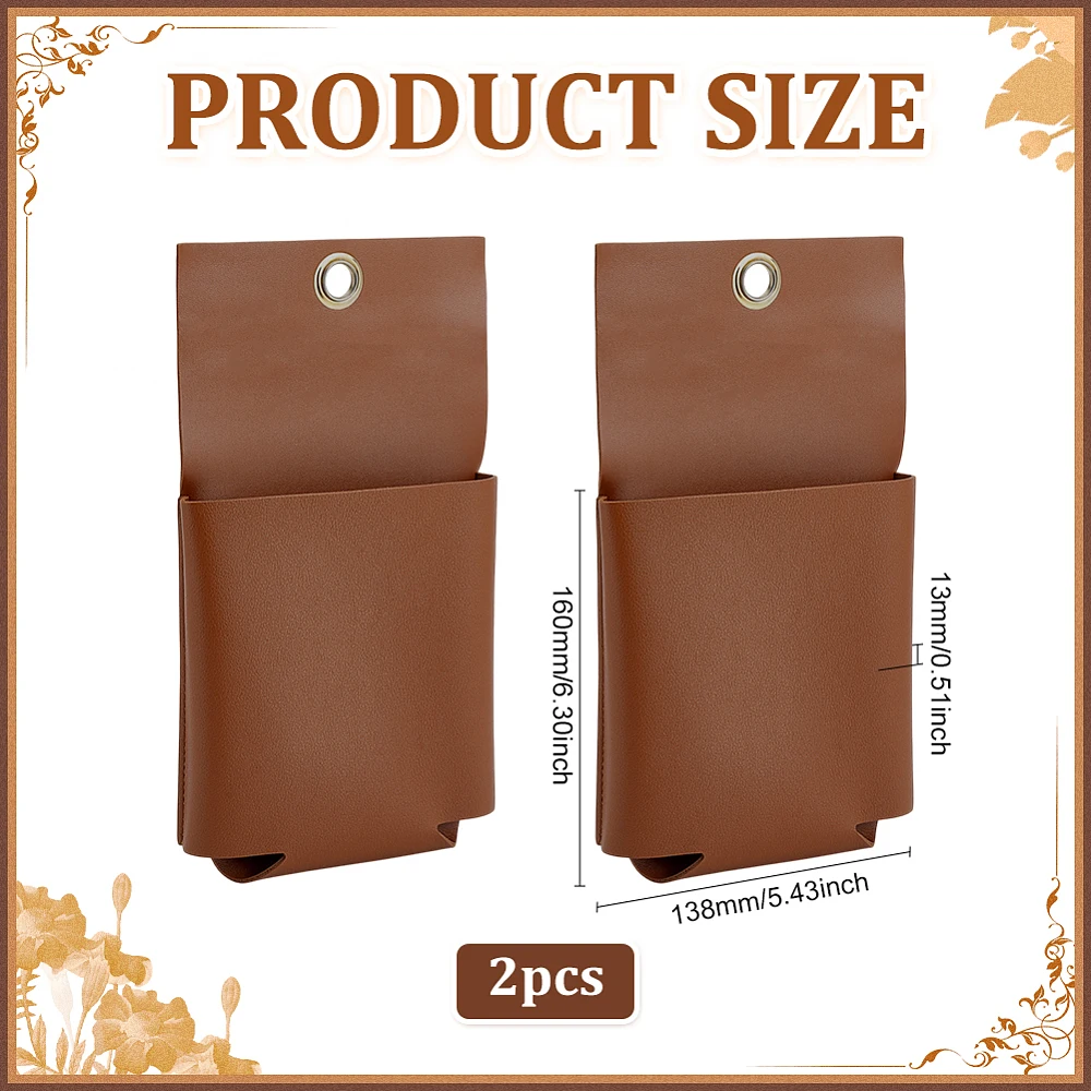 2Pcs PU Leather Wall-Mounted Hanging Bag Organizer Rectangle Wall Mounted Storage Stands Keys Cosmetics Hanging Storage Bags