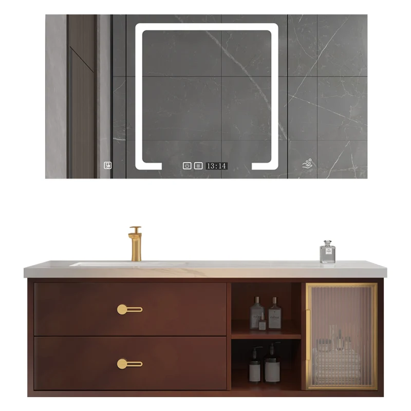 

Modern Minimalist New Chinese Bathroom Cabinet Slate Sink Sink Bathroom Cabinet