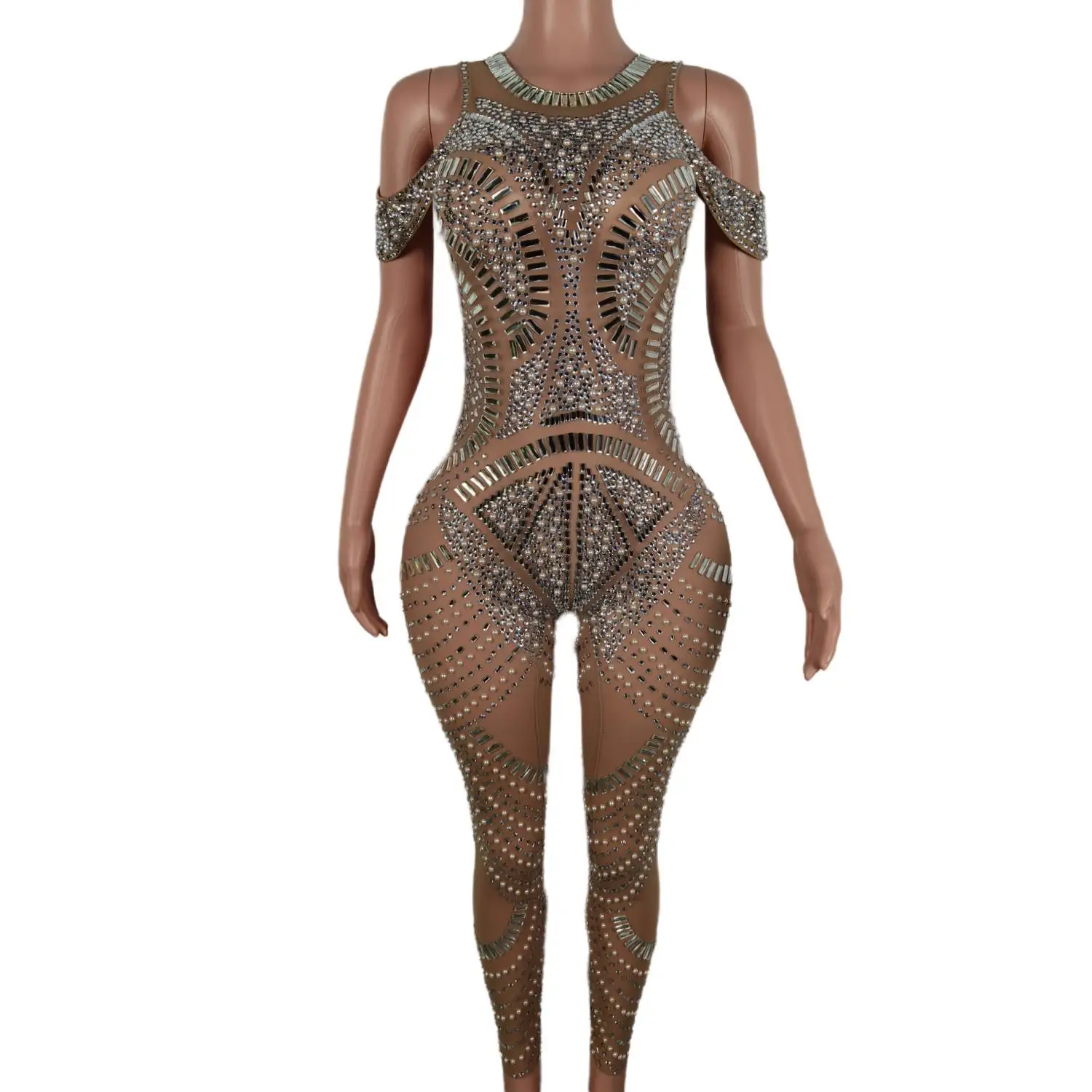 Citrocommisted Jumpsuit for Women, Singer Unitard Pants, bal inestones Birthday Party fur s, Nightclub Show, Stage Wear, Tiejiaku, fraîchement