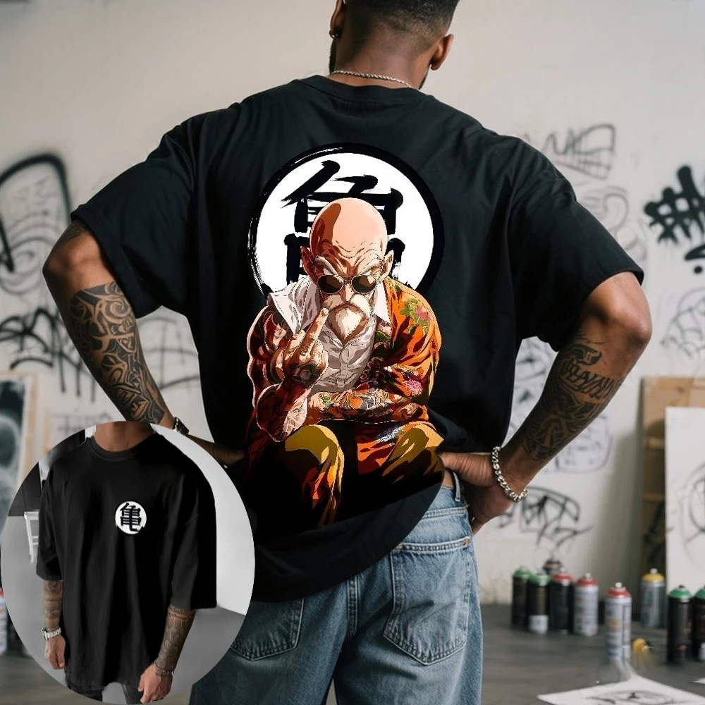 Dragon Ball-Camiseta de verano para hombre, Anime japonés Master Roshi, otoño Y2K, Harajuku, tendencia entre padres e hijos, manga corta
