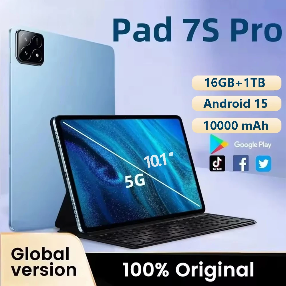 

Новинка 2025 года, планшет Pad 7S Pro, оригинальный Snapdragon, 10,1-дюймовый HD-экран, глобальный, 10000 мАч, 5G, двухкартный Wi-Fi-планшет