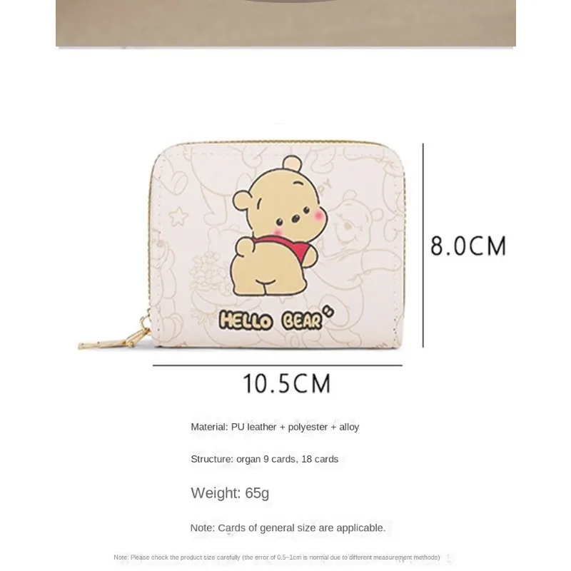 Disney Pooh Bear Winnie Mini Purse Male Pocket Walet Short Woman Coin Purse Cute Foldable Small Card Holder Foldable Money Clip