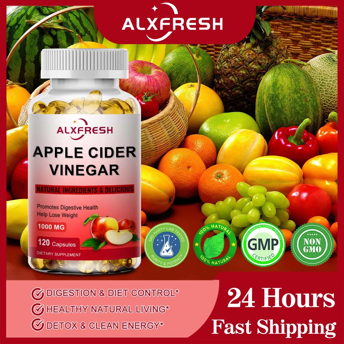 Apple Cider Vinegar Capsules | 1000mg | Non-GMO, Gluten Free Supplement