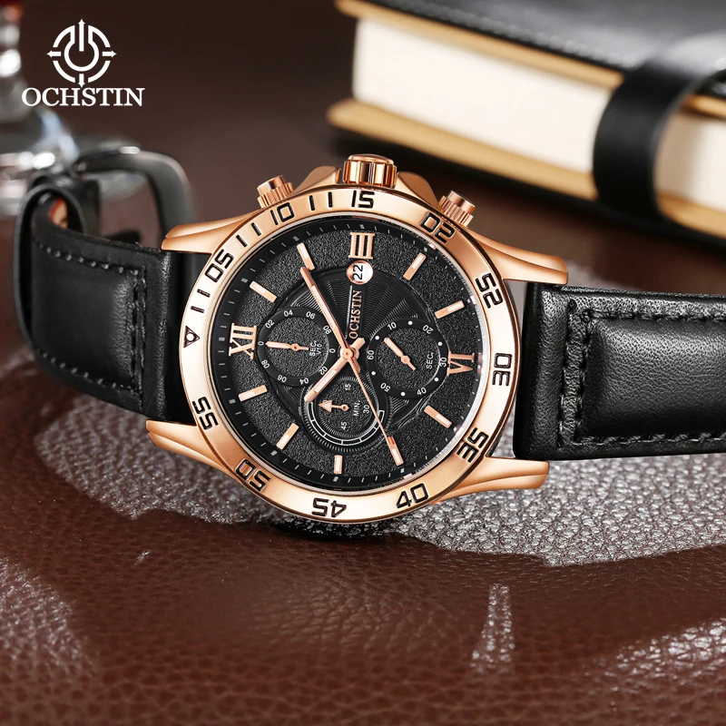 Orologio da polso da uomo multifunzionale serie Pilot orologio da uomo di Design con calendario da lavoro in pelle impermeabile Casual di moda