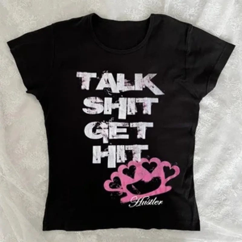Europäischer und amerikanischer Street-Hip-Hop-Cartoon-Mustertrend, origineller Stil, dunkler Druck, lockeres T-Shirt-Design für Männer und Frauen
