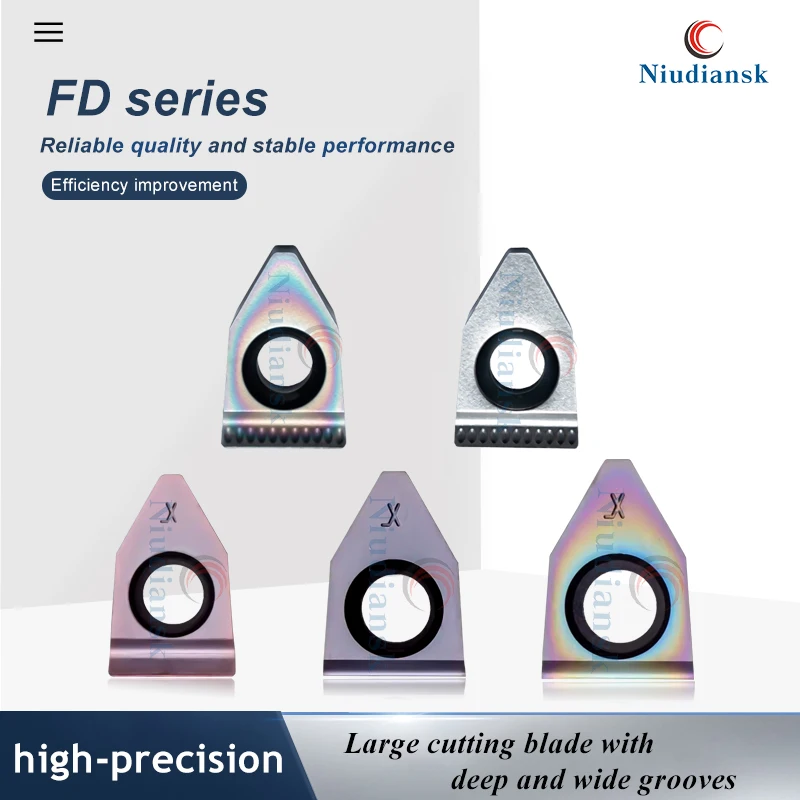 

FD Series Large Cutting Deep Wide Groove Single Head Blade FD08-R0.6/10 R0.6/14 R1.0 CNC Machining Center Carbide Grooving Blade
