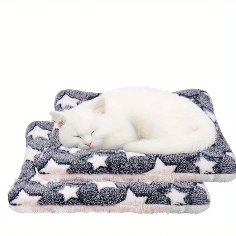 2PCS Guinea Pig Bed Soft Plush Rectangular Bedding For Hamsters Chinchillas Rabbits Small Animals Dark Blue Hamster Bedding_voghion.com