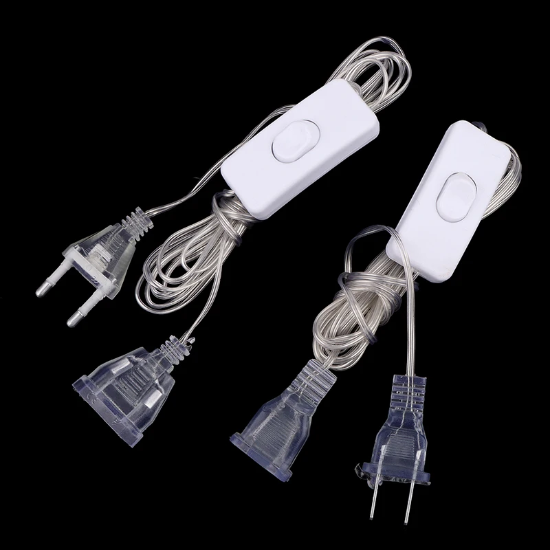 1Pc Plug Extender Wire With Switch EU/US Plug for LED String Light Wedding Christmas Decor Led Garland Lights
