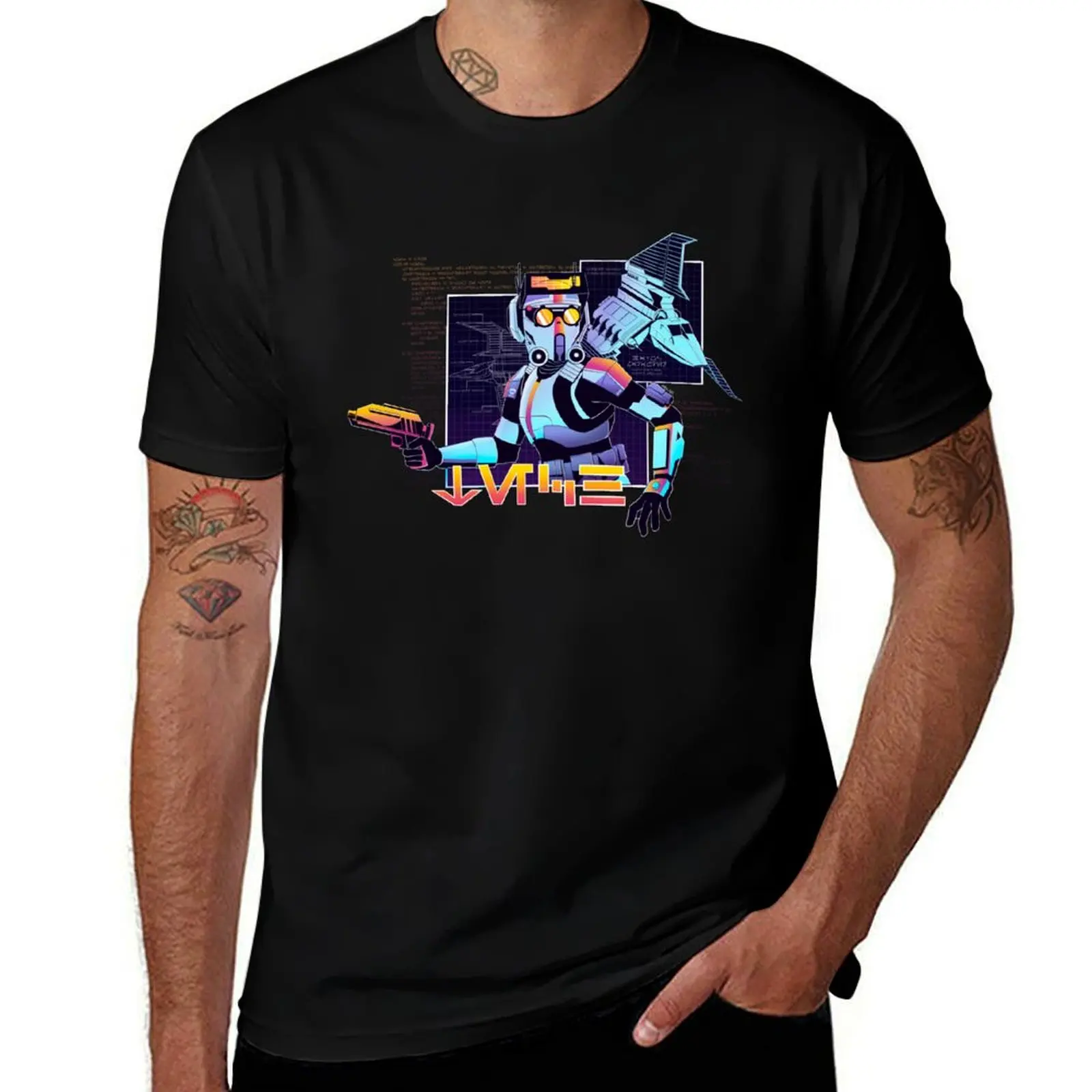 Synthwave Tech T-Shirt Blouse man clothes blanks mens cotton t shirts