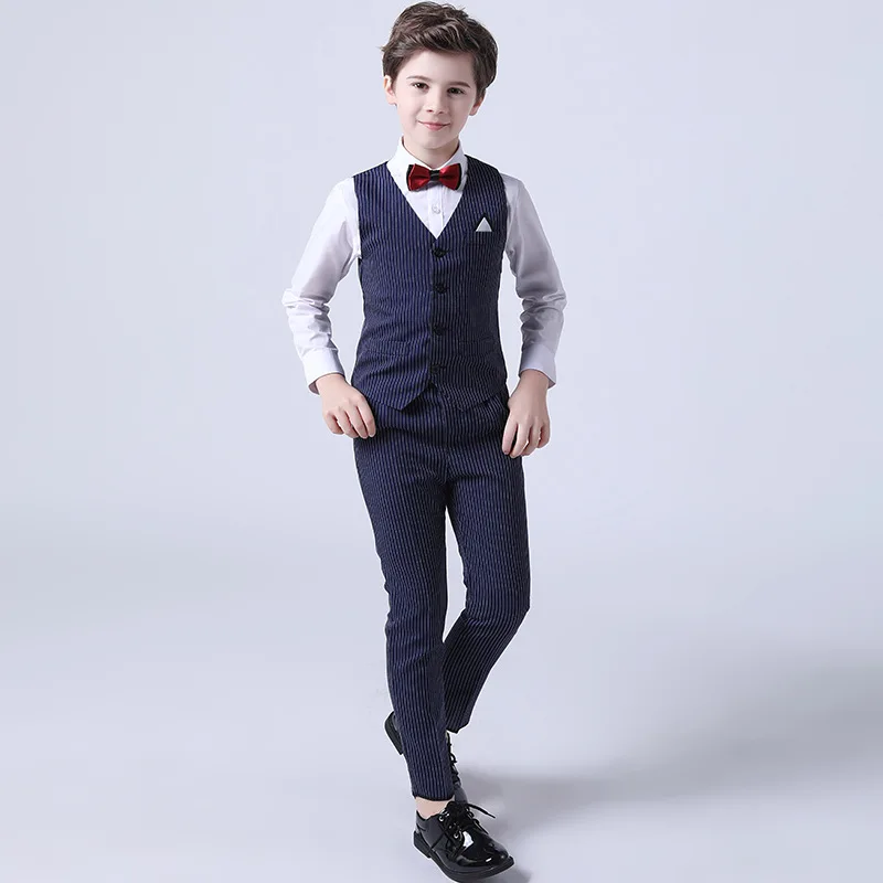 Boys Summer Wedding Suit Kids 1Year Birthday Vest Pants 2PCS Formal Suit Child Party Ceremony Costume Teenager Photography Suit