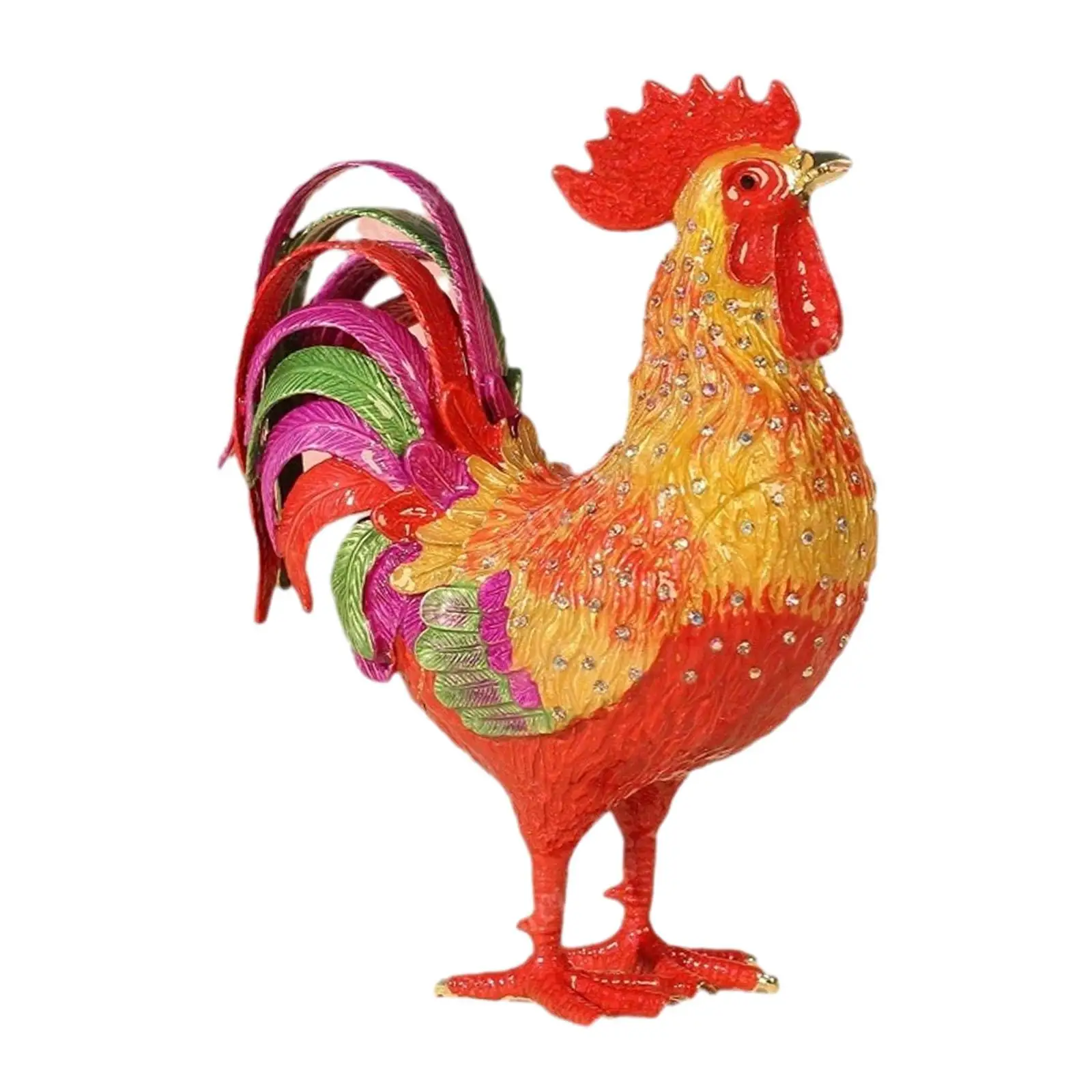 

Rooster Trinket Box Enameled Jewelry Box Delicate Decorative Jewelry Box for Living Room Country Rings Necklace Bedroom