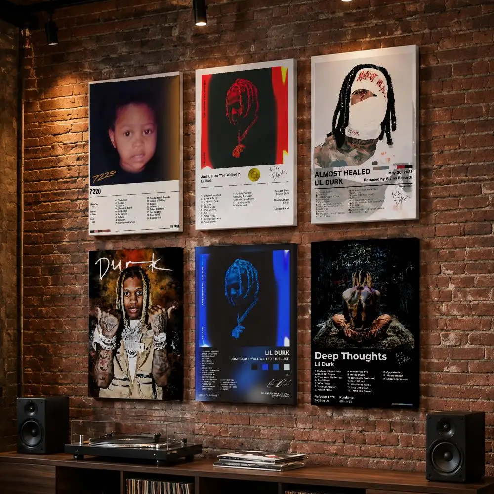 Music Album Star Lil D-Durk Framed Wall Painting Wood Framed Wall Art Print For Bedroom Living Room Hallway Office Home Decor
